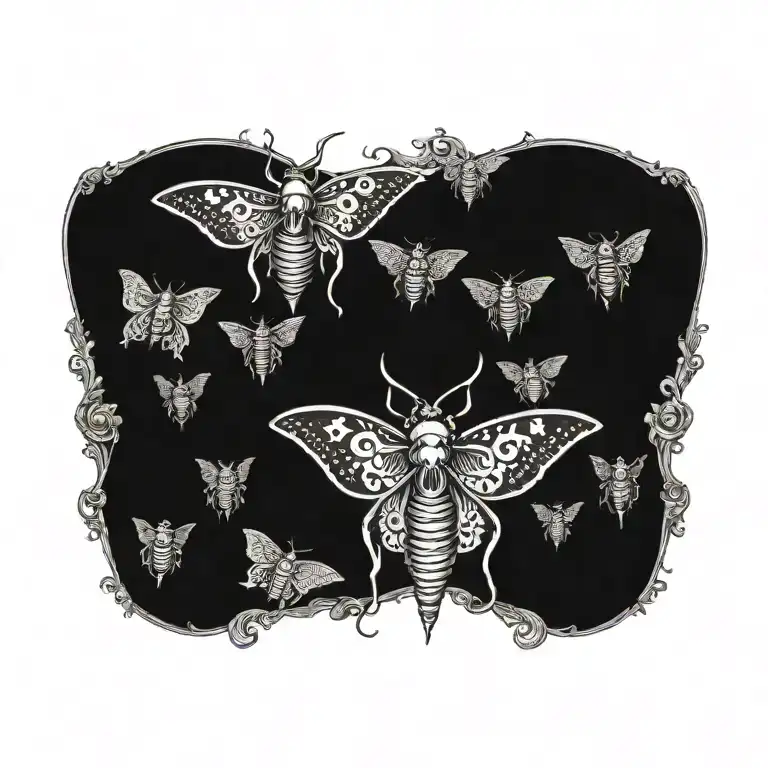 death moth with skulls tattoo design idea