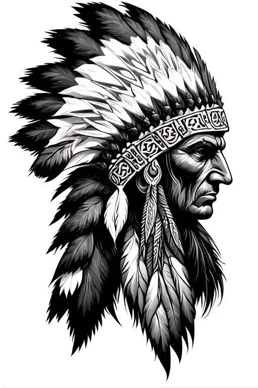 Indian tomohawk tattoo design idea