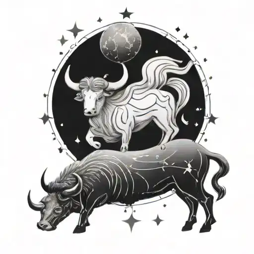 taurus and leo star constellation  tattoo design idea