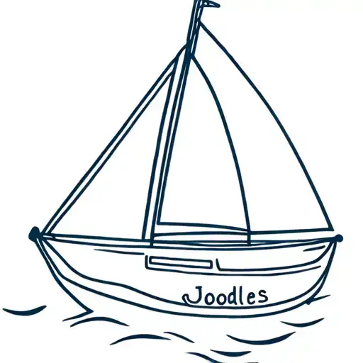 Sailboat with word "Joodles" tattoo design idea