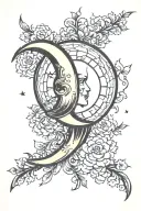 waxing gibbous moon tattoo design idea