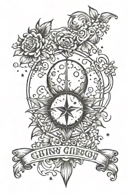 waxing gibbous moon tattoo design idea