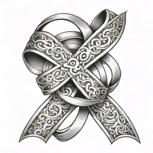 breast cancer ribbon wrapped tattoo design idea