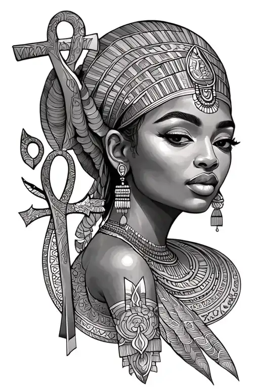 oshun and ankh symbol tattoo design idea