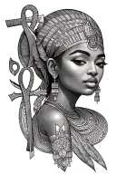 oshun and ankh symbol tattoo design idea