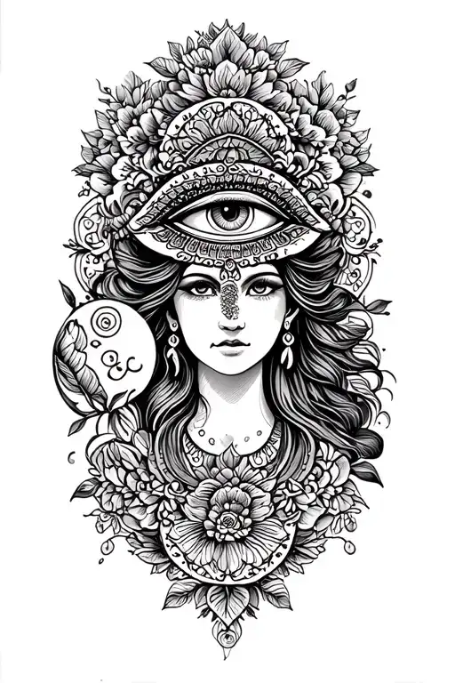 third eye goddess tattoo design idea