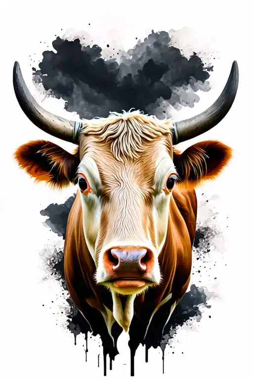 Cow Head going from darkness tattoo design idea
