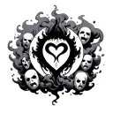 gaara self love symbol tattoo with smoke around it and ghost faces in the smoke tattoo design idea