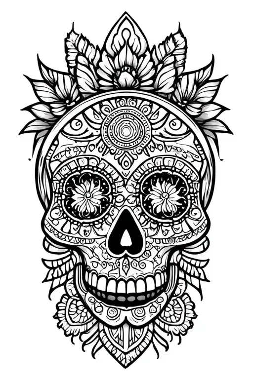 Aztec day of the dead tattoo design idea