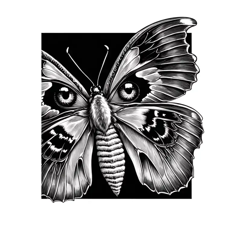 moth resting eyes on the wings tattoo design idea