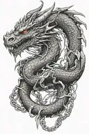 dragon chained with tears falling tattoo design idea