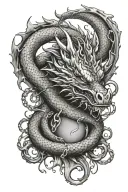 dragon chained with tears falling tattoo design idea