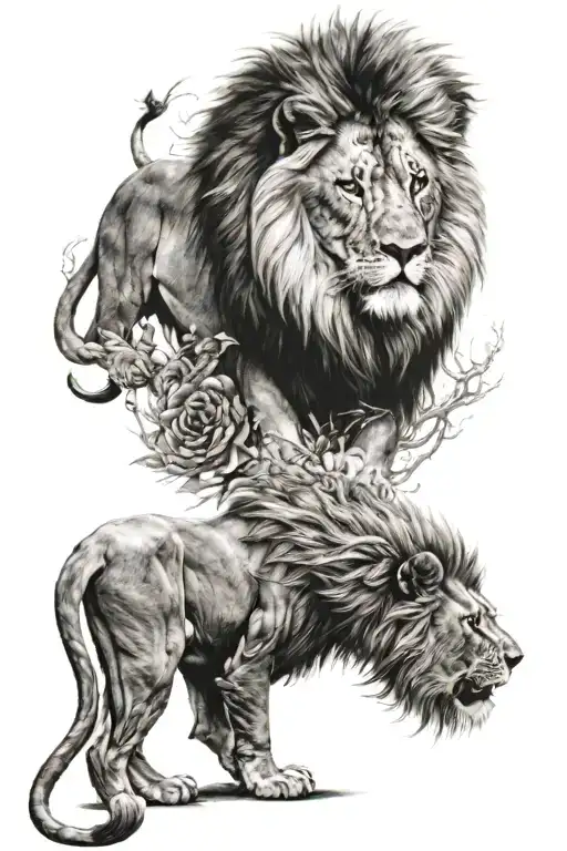 Lion tattoo. WIth "stay the course" vertical text to the side.  tattoo design idea