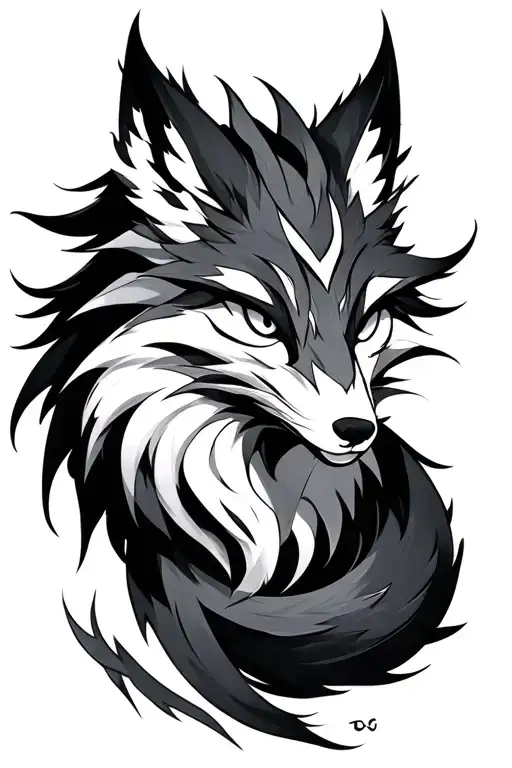 nine tailed fox tattoo design idea