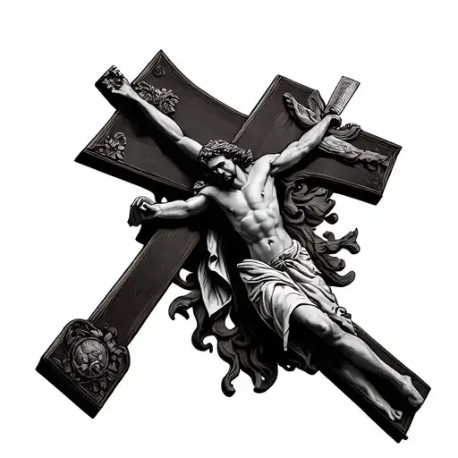 christian soldier crucifix tattoo design idea