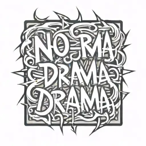the text graffiti "NO DRAMA"  and no other text on a simple nonfigurative background tattoo design idea