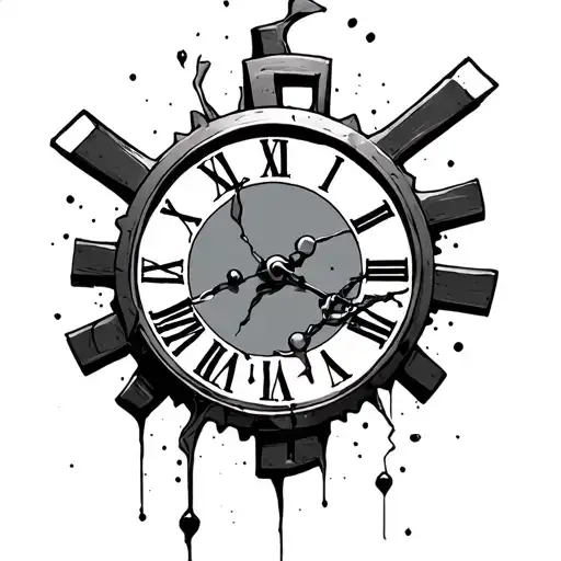 Broken Clock gears forming tattoo design idea
