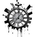 Broken Clock gears forming tattoo design idea