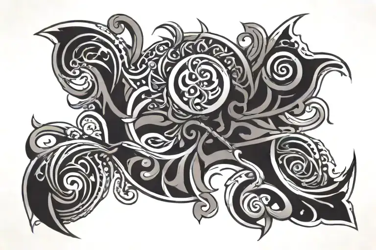 dark ornemental tribal tattoo design idea
