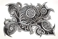 dark ornemental tribal tattoo design idea