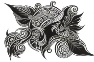 dark ornemental tribal tattoo design idea