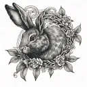 rabbit laurel tattoo design idea