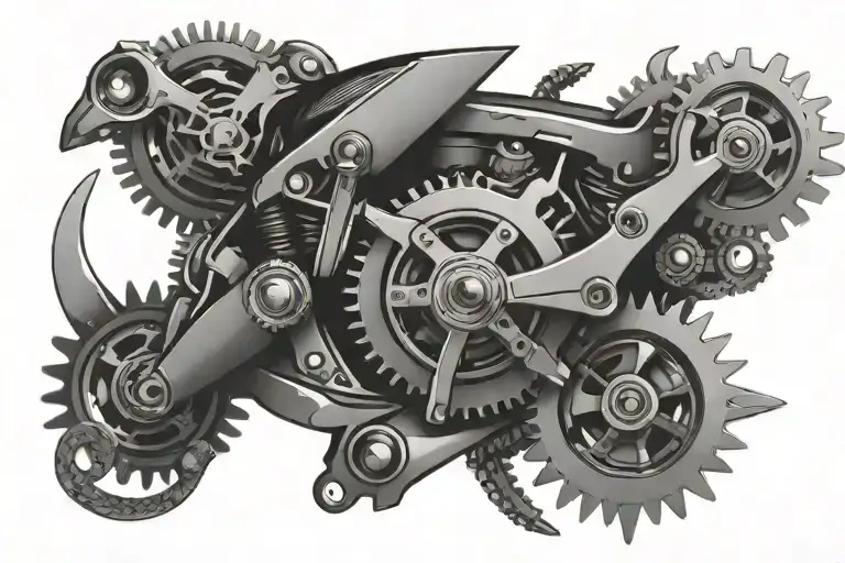 poly motorcycle gears tattoo design idea