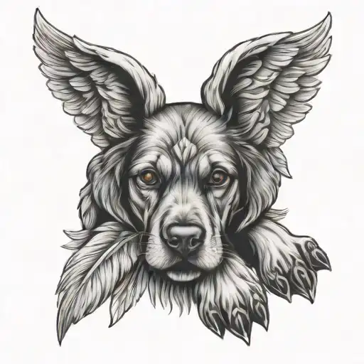 Dog Paw With Angel Wings tattoo design idea