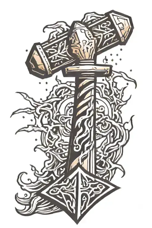 Thor's hammer lightning tattoo design idea