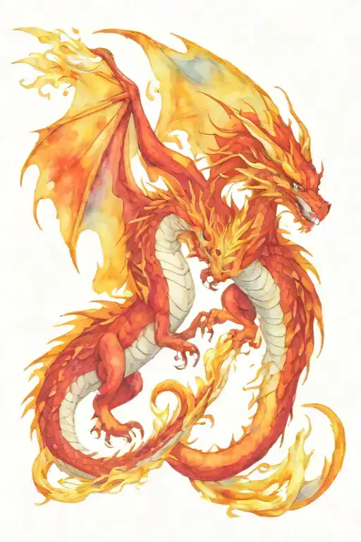 fire dragon fighting ice dragon tattoo design idea
