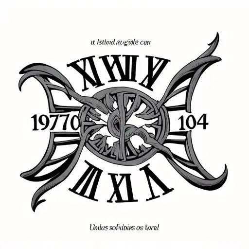Date 1970 1974 2006 in Roman numerals intertwined tattoo design idea