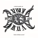 Date 1970 1974 2006 in Roman numerals intertwined tattoo design idea