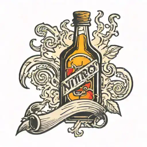 nitros bottle under torn ripped skin tattoo design idea