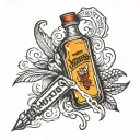 nitros bottle under torn ripped skin tattoo design idea