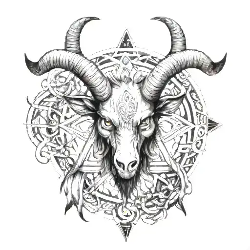 Baphomet and eyes summoned tattoo design idea