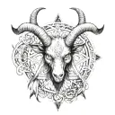 Baphomet and eyes summoned tattoo design idea