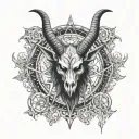 Baphomet and eyes summoned tattoo design idea