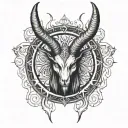 Baphomet and eyes summoned tattoo design idea