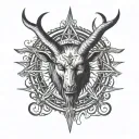 Baphomet and eyes summoned tattoo design idea