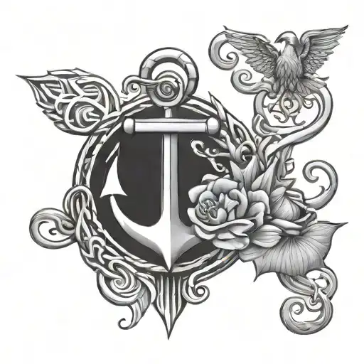 Anchor and Celtic Knots Lotus flower and phoenix tattoo design idea