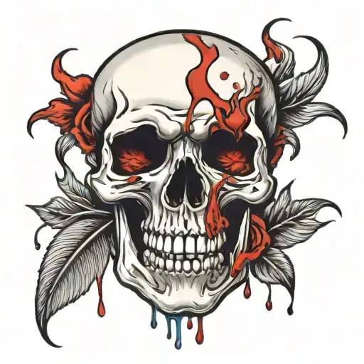 Skull crying blood dripping tattoo design idea