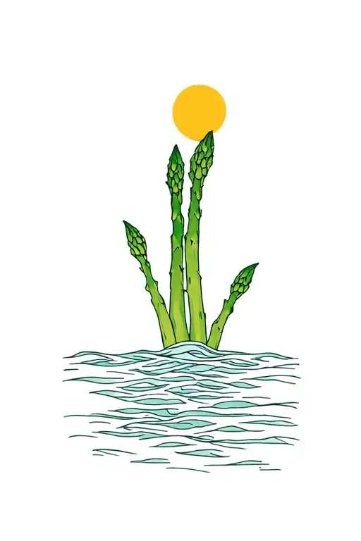 Asparagus sea and sun tattoo design idea