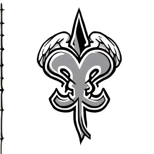 New Orleans saints logo intertwined with heart and wings  tattoo design idea
