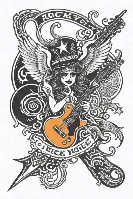 rock 70s rock music tattoo design idea