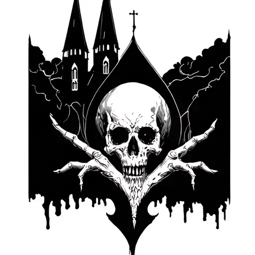 cicked with gothic style and cathedral incorporated in style tattoo design idea