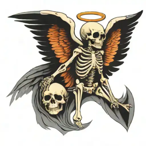 angel skeleton tattoo design idea