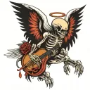 angel skeleton tattoo design idea