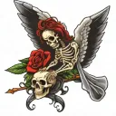 angel skeleton tattoo design idea