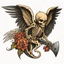 angel skeleton tattoo design idea