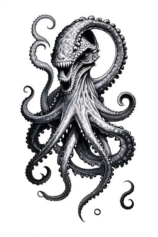 Kraken tentacle wrapped tattoo design idea